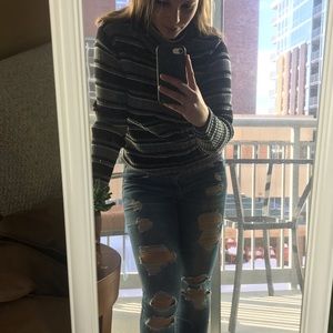 Black stripe turtleneck